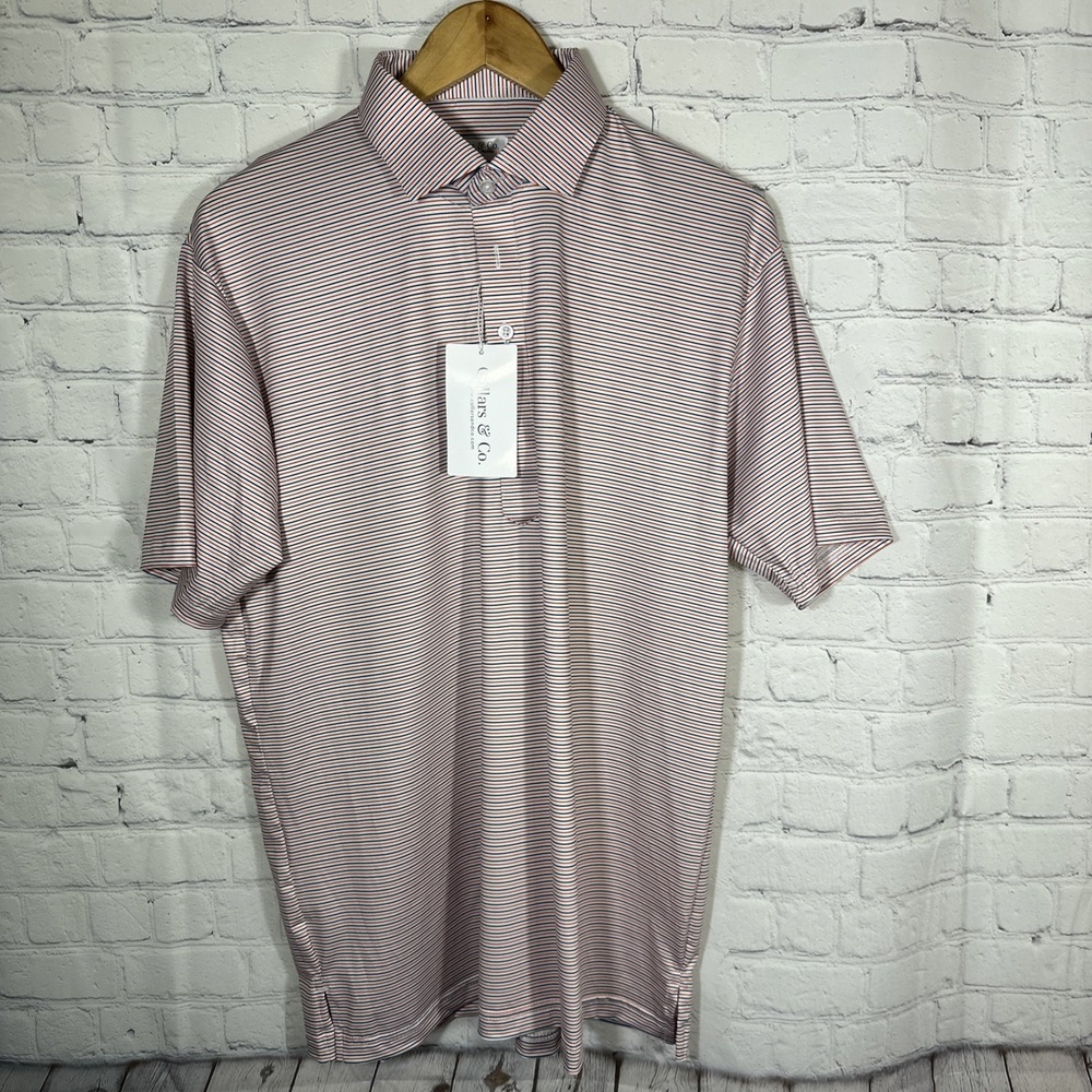 NEW Collars & Co Dress‎ Collar Polo Shirt Medium Featherweight  Liberty Striped